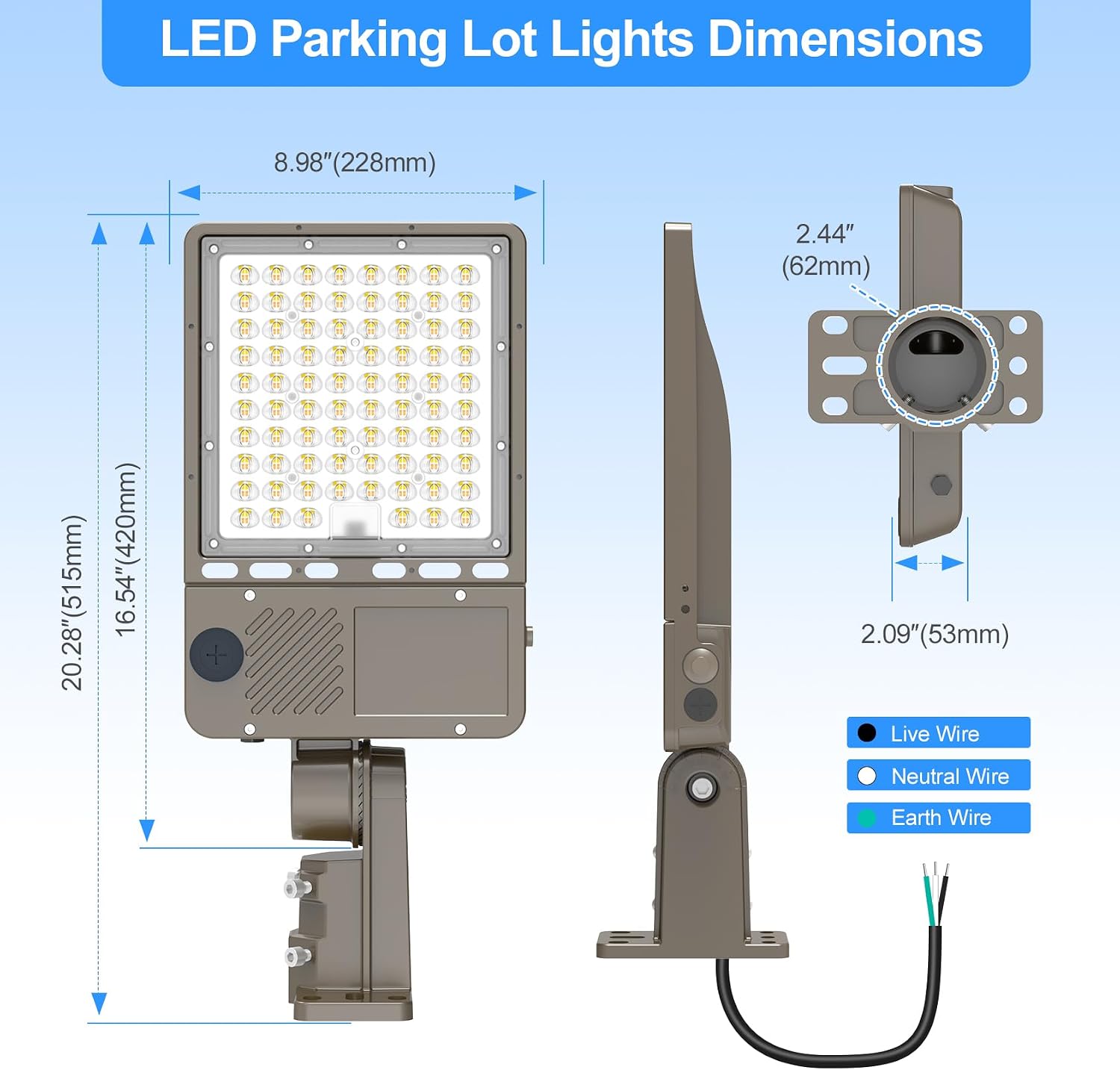LED Parking Lot Light 150W 120W 90W Tunable & 3CCT 3000K-5000K 22500LM 0-10V Dimmable ETL Listed IP65 Shoebox Flood Light with Photocell & Slip Fitter Mount for Outdoor Commercial Area AC100-277V