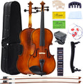 1/2 Acoustic Violin for Beginners, Full Size Solidwood Fiddle Set for Kids and Adults with Hard Case, 2 Bows, Extra Strings, Shoulder Rest, Rosin, Clip-on Tuner, Fingerboard Stickers, and Mute.