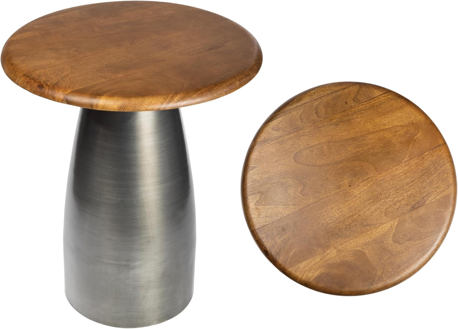 JONATHAN Y END5001A Skye 18' Modern Rustic Round Wood/Metal Accent Table, Side Table, End Table for Living Room, Bedroom, Honey Wood/Oxidized Nickel
