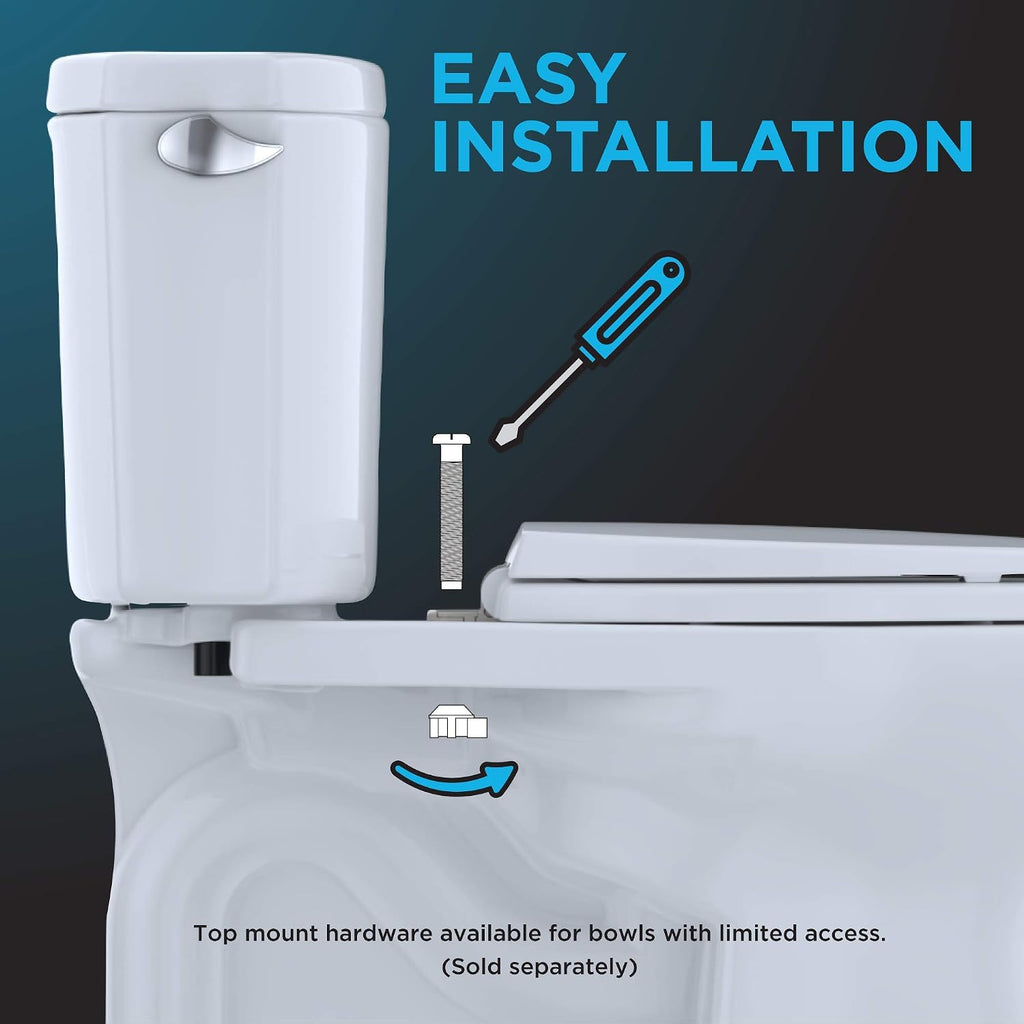 TOTO Drake Two-Piece Round 1.6 GPF Universal Height TORNADO FLUSH Toilet with CEFIONTECT & Transitional SoftClose SS114#01 Elongated Soft Close SEAT, Cotton White
