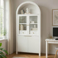 71' Tall Arched Kitchen Pantry with Drawer,Glass Door,Door Racks, Fluted Hutch Cabinet with Storage & Adjustable Shelves,Cupboard Buffet Cabinet for Living Room, Coffee Bar Corner(Natural)