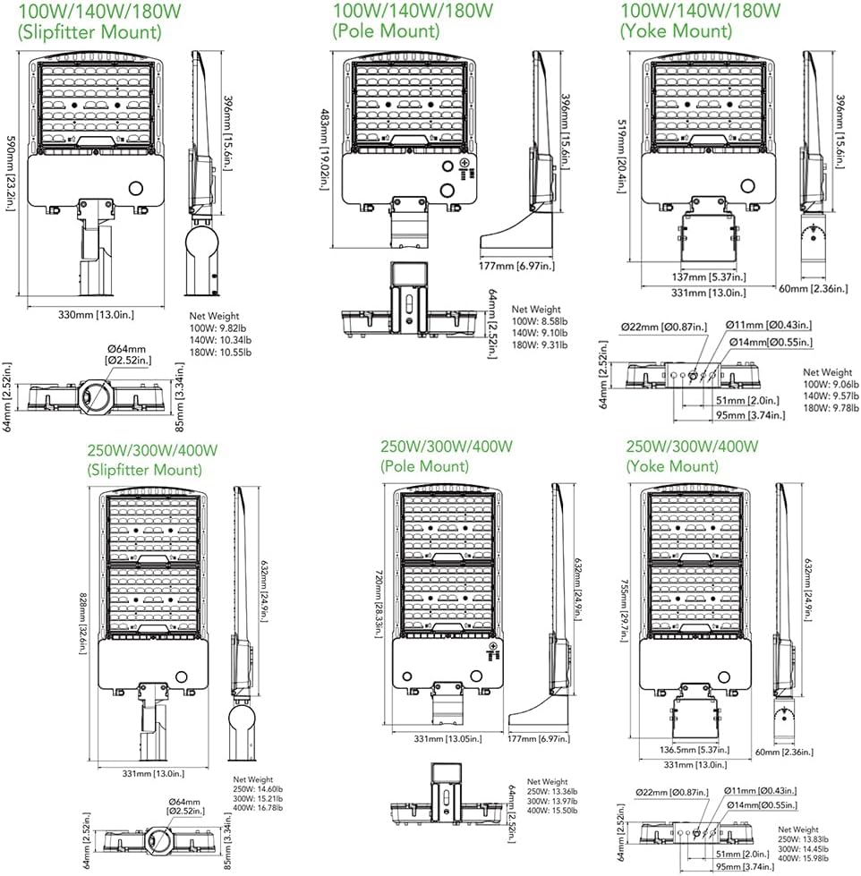 LED Parking Lot Lights Outdoor Watt & CCT Tunable 180W/144W/108W/72W 3000K/4000K/5000K, UL Listed, 120-277V 27000LM Industrial Grade, LED Shoebox Area Lighting, Direct Arm Mount