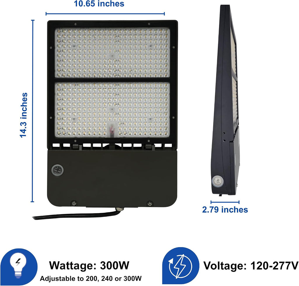 300W LED Street Light, DLC Certified Dusk to Dawn Parking Lot Lights - 6500K, 39000LM, Waterproof Outdoor Commercial Street & Area Lighting for Roadway, Security, Stadium, Pole Barn - ETL Listed