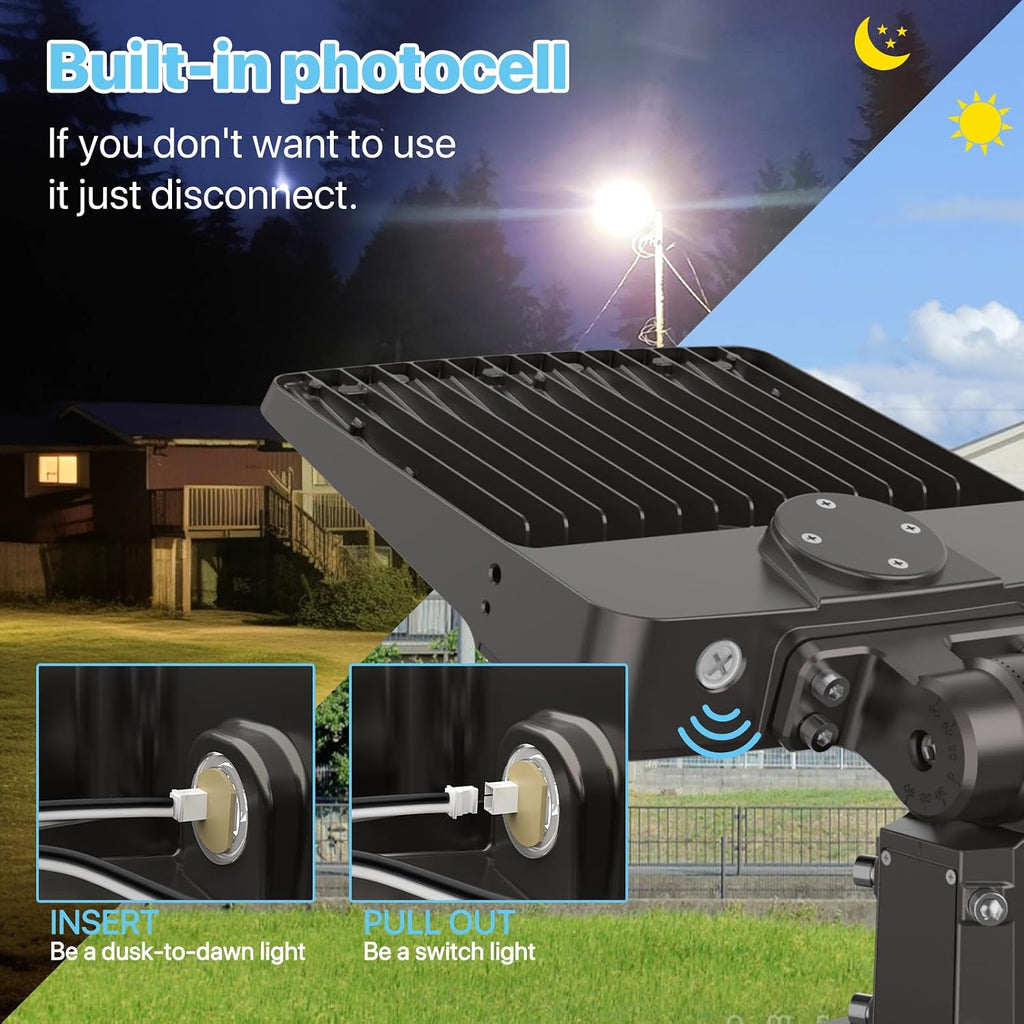 HYPERLITE Parking Lot Light 200W - 30000LM UL Listed Dusk to Dawn LED Parking Lot Light Pole with Slip Fitter - 5000K IP65 Outdoor Commercial Street Area Lighting for Driveway Sport Barn Yard, 3Pack