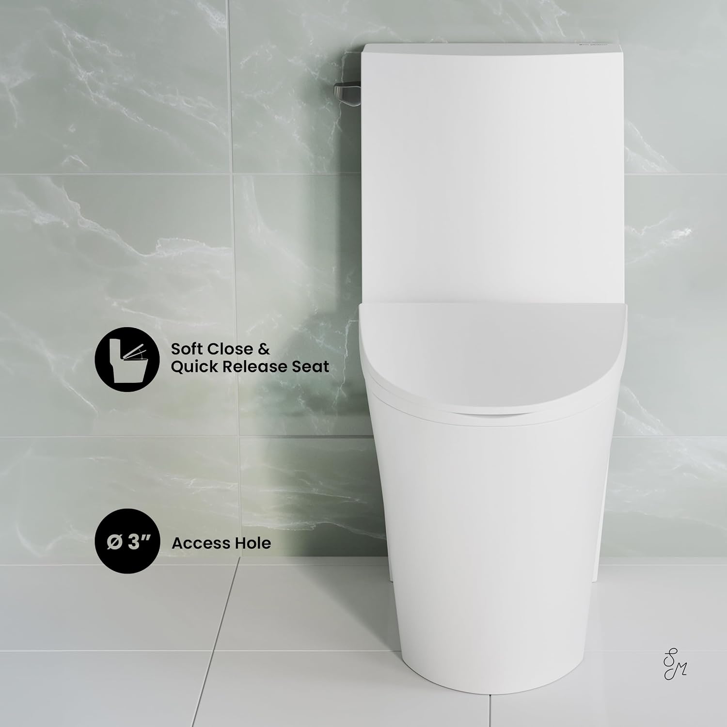 St. Tropez One-Piece 14' Rough-in 1.28 GPF Left Flush Elongated Toilet in Glossy White