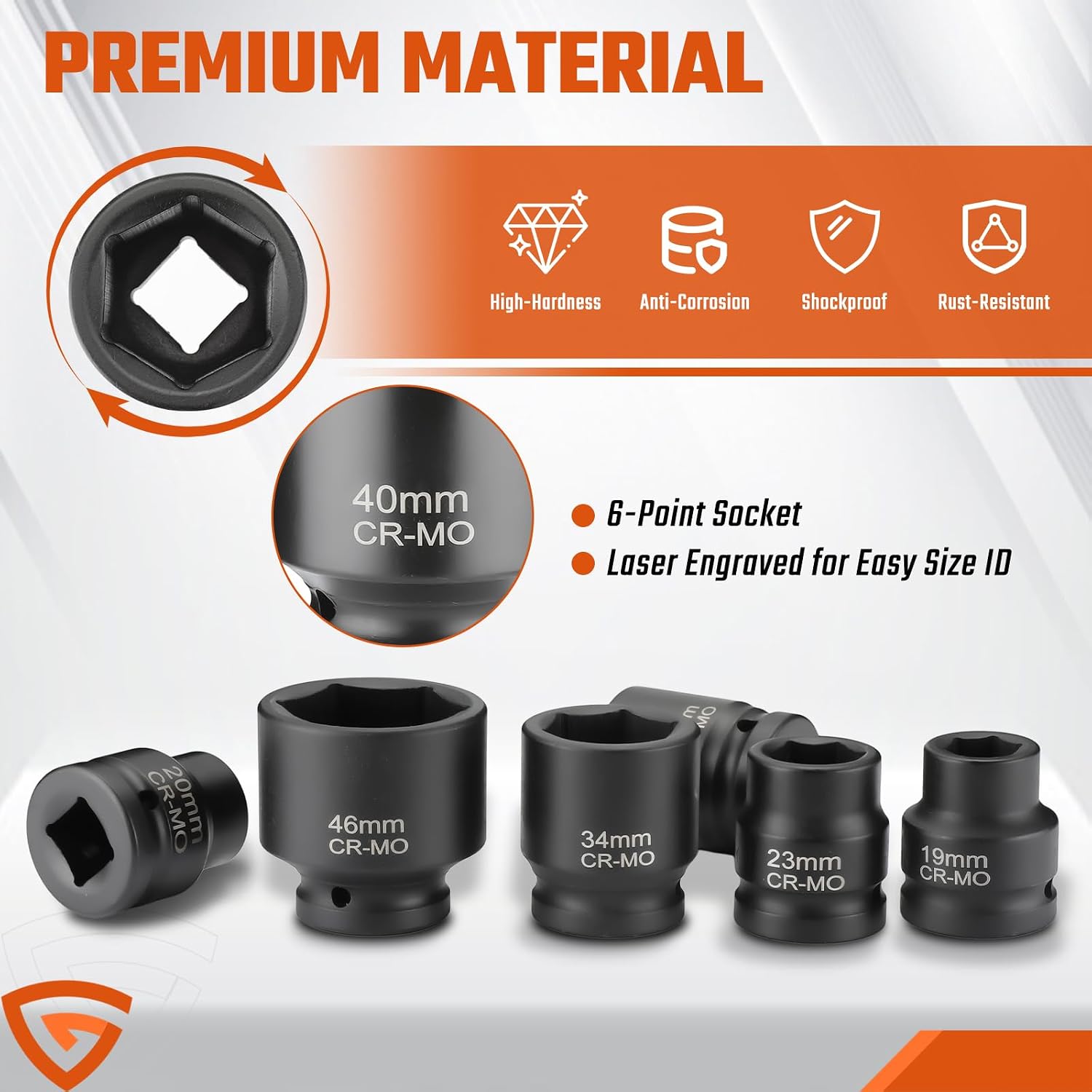 27 Piece 3/4' Drive 6 Point Metric Impact Socket Set | 17mm-60mm| Cr-Mo Steel