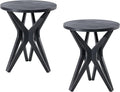 Pedestal Farmhouse End Table Set of 2, Distressed Top with Tripod Base Bedside Table for Living Room, Modern, Boho Decor, Round (2-Pack, Distressed Black)