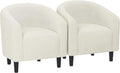 Yaheetech Barrel Chairs, Furry Accent Chairs with Soft Padded Armrest for Living Room Bedroom Waiting Room Office, Set of 2, Beige