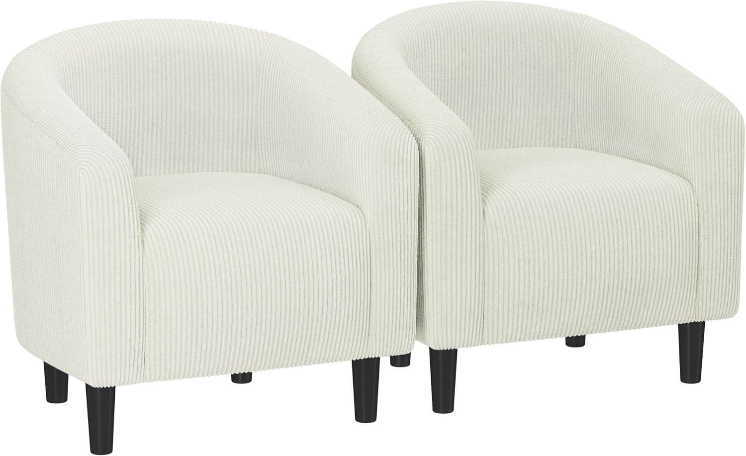 Yaheetech Barrel Chairs, Furry Accent Chairs with Soft Padded Armrest for Living Room Bedroom Waiting Room Office, Set of 2, Beige