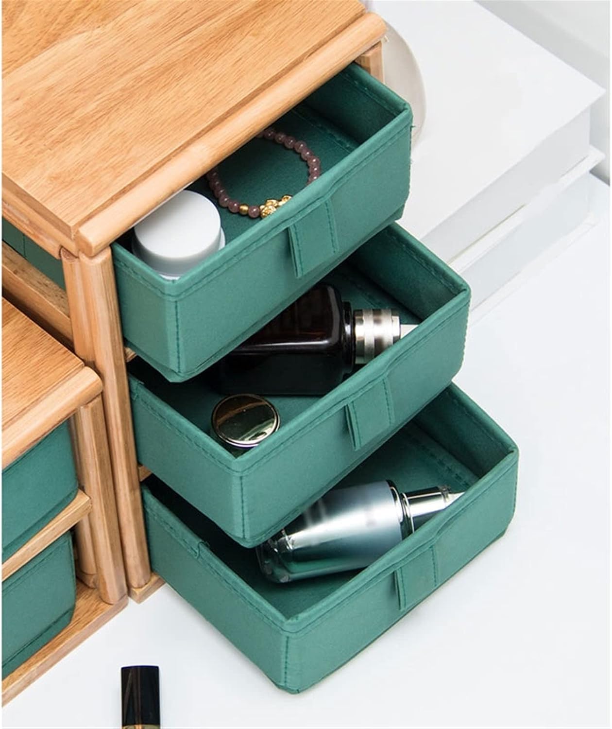 Jewelry Box Large Capacity Desktop Cosmetics Small Objects Dressing Table Storage Box Jewelry Box Sundries Cabinet Bathroom Rack Two Piece Set Jewelry case