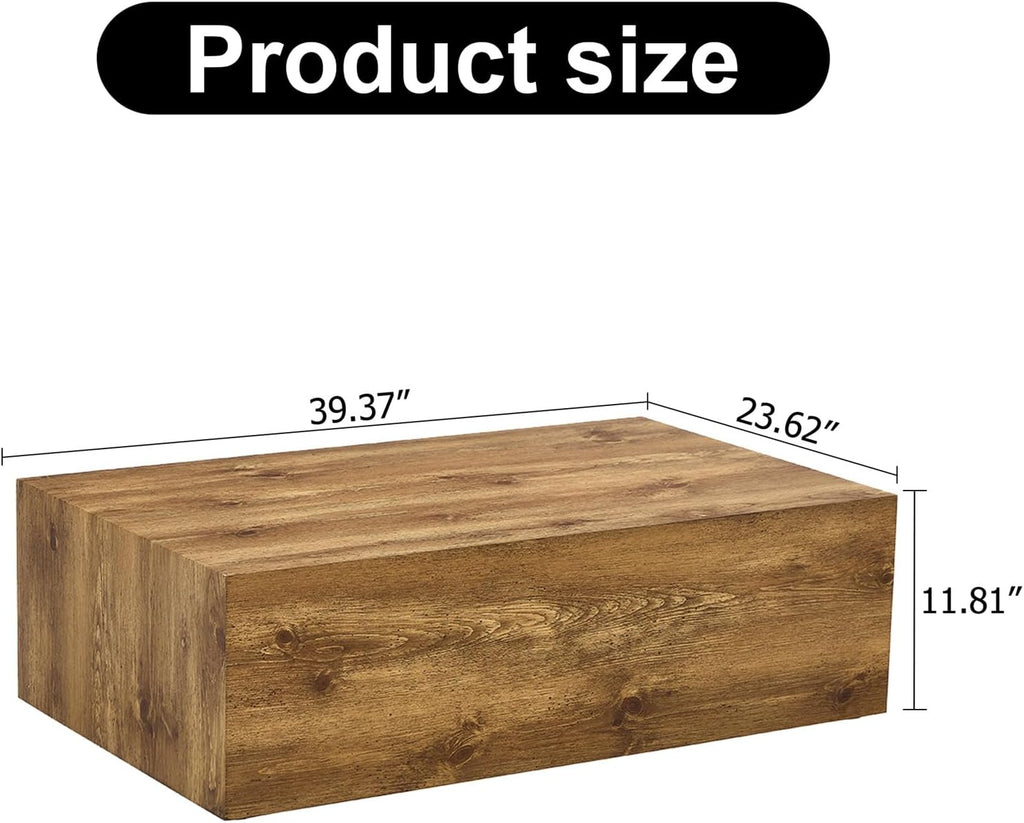 Rustic Brown Coffee Table for Living Room Rectangular Center Tables Modern Elegant Wooden Cocktail Table for Home Office -Fully Assembled