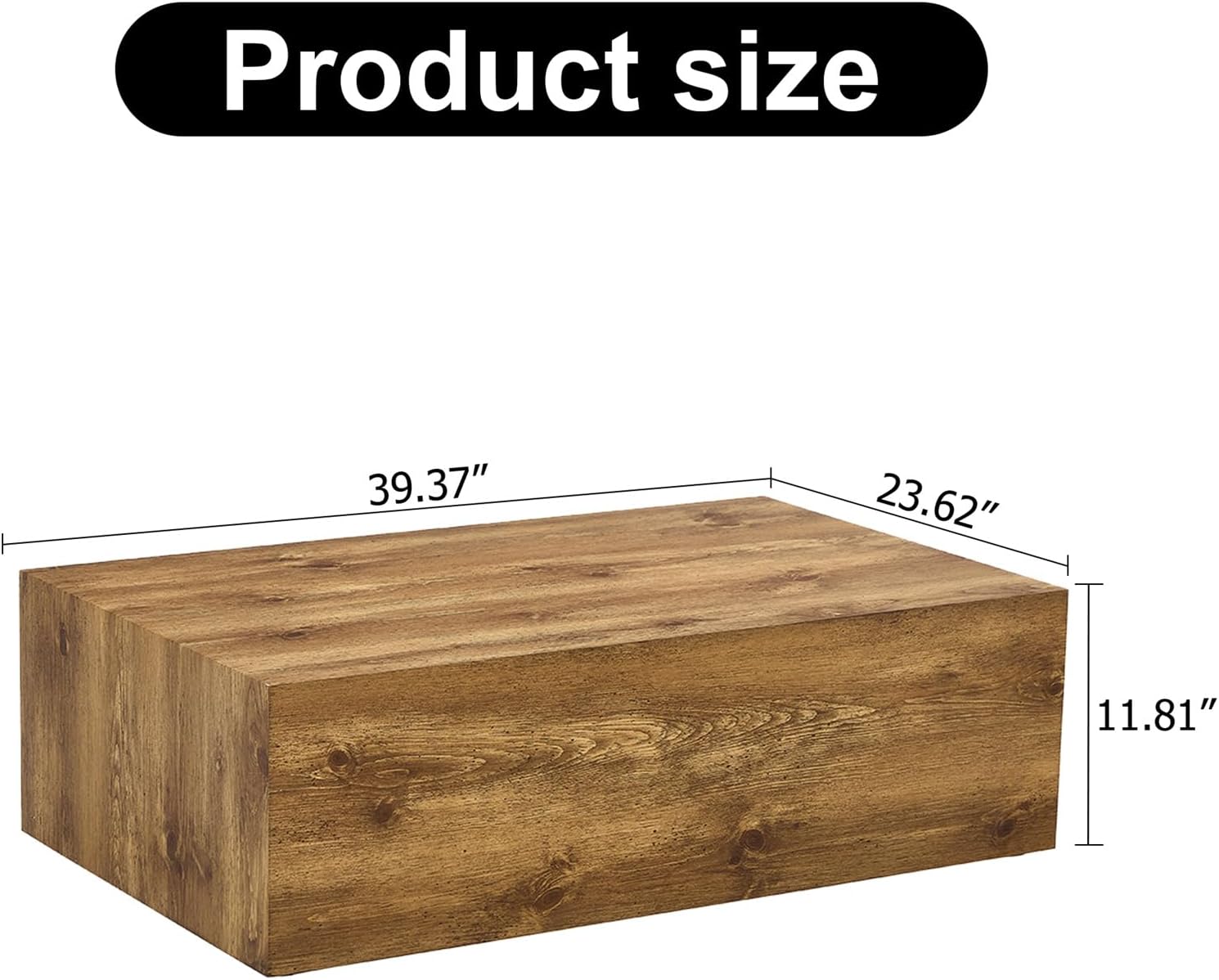 Rustic Brown Coffee Table for Living Room Rectangular Center Tables Modern Elegant Wooden Cocktail Table for Home Office -Fully Assembled