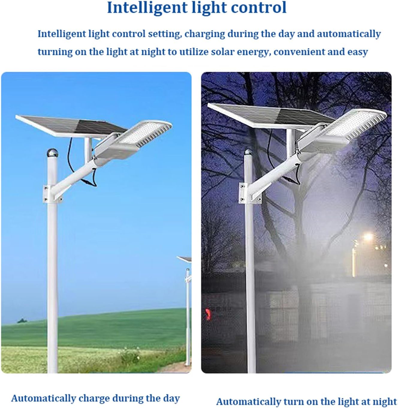 60W Wall Mount Solar Street Light Outdoor, LED Solar Parking Lot Lights with Solar Panels,IP65 Waterproof,Remote Control,Commercial Street & Area Lighting,for Path/Yard/Garden