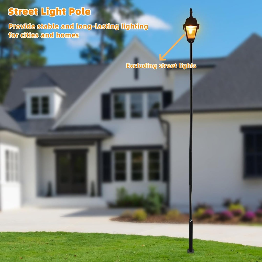 20FT Tall Street Light Pole, Heavy Duty Split Street Lamp Post for Outdoor Street Courtyard Parking Lot Adjustable Height Lighting Post Fixtures with Mounting Ground Cage (20FT 114+76mm)