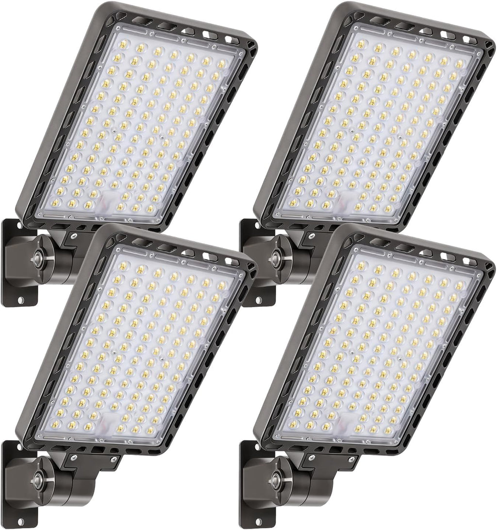 ledmo LED Parking Lot Light 240W Outdoor Flood Light Dusk to Dawn with Adjustable Wall Mount 37000lm IP65 LED Street Commercial Security Area Lighting for Yard Sport Barn Shop Warehouse 4 Pack