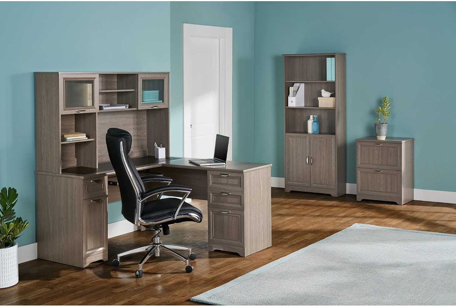 Realspace® Magellan 58'W Hutch For Corner Or L-Shaped Computer Desks, Gray