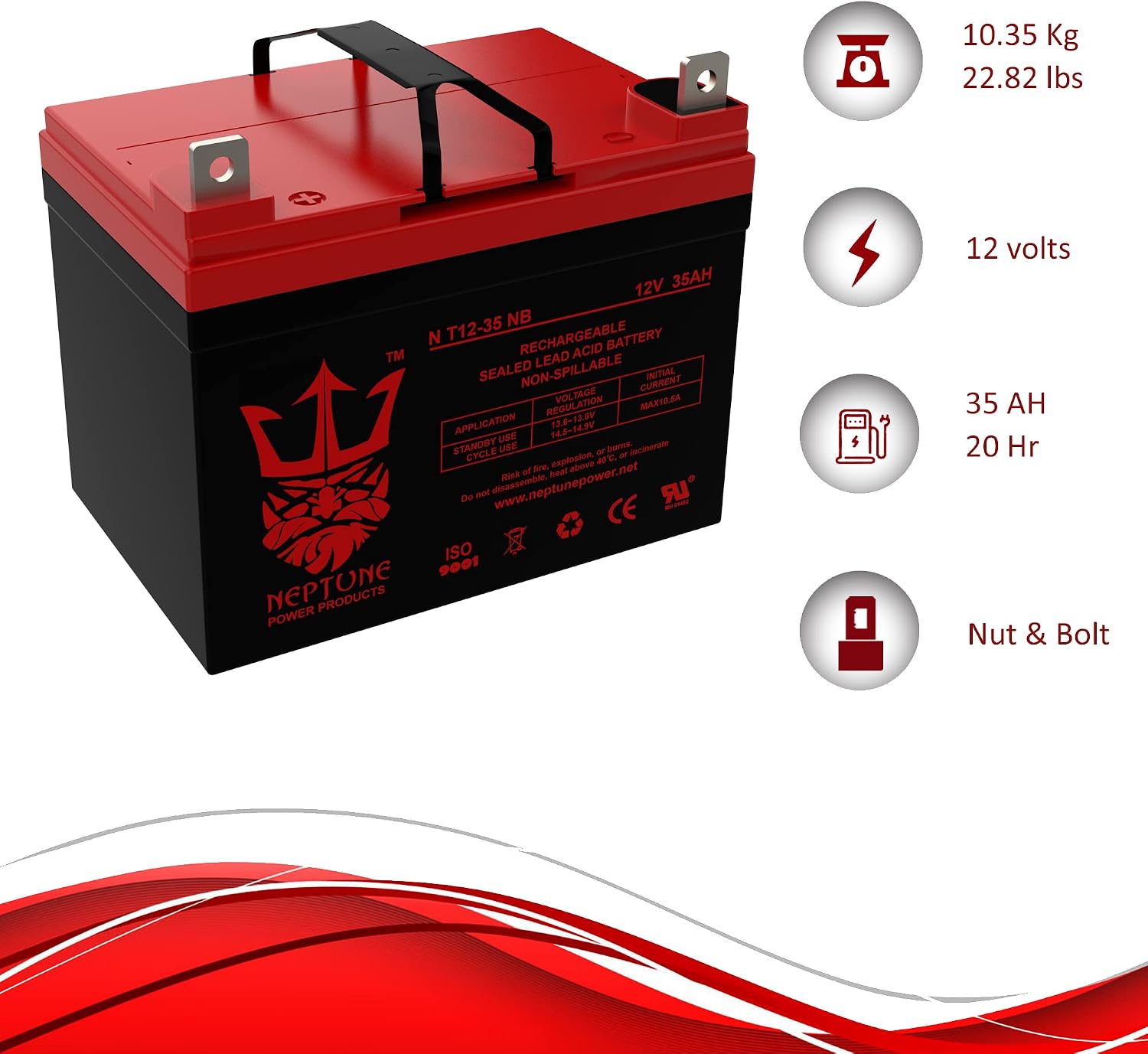 Neptune 12V 35AH Compatible Battery for Jazzy Select GT Power Chair Scooter - 2 Pack
