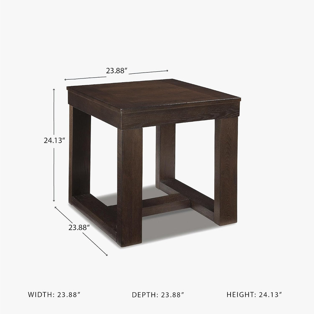 Signature Design by Ashley Watson Classic Oversized Square End Table, Dark Brown