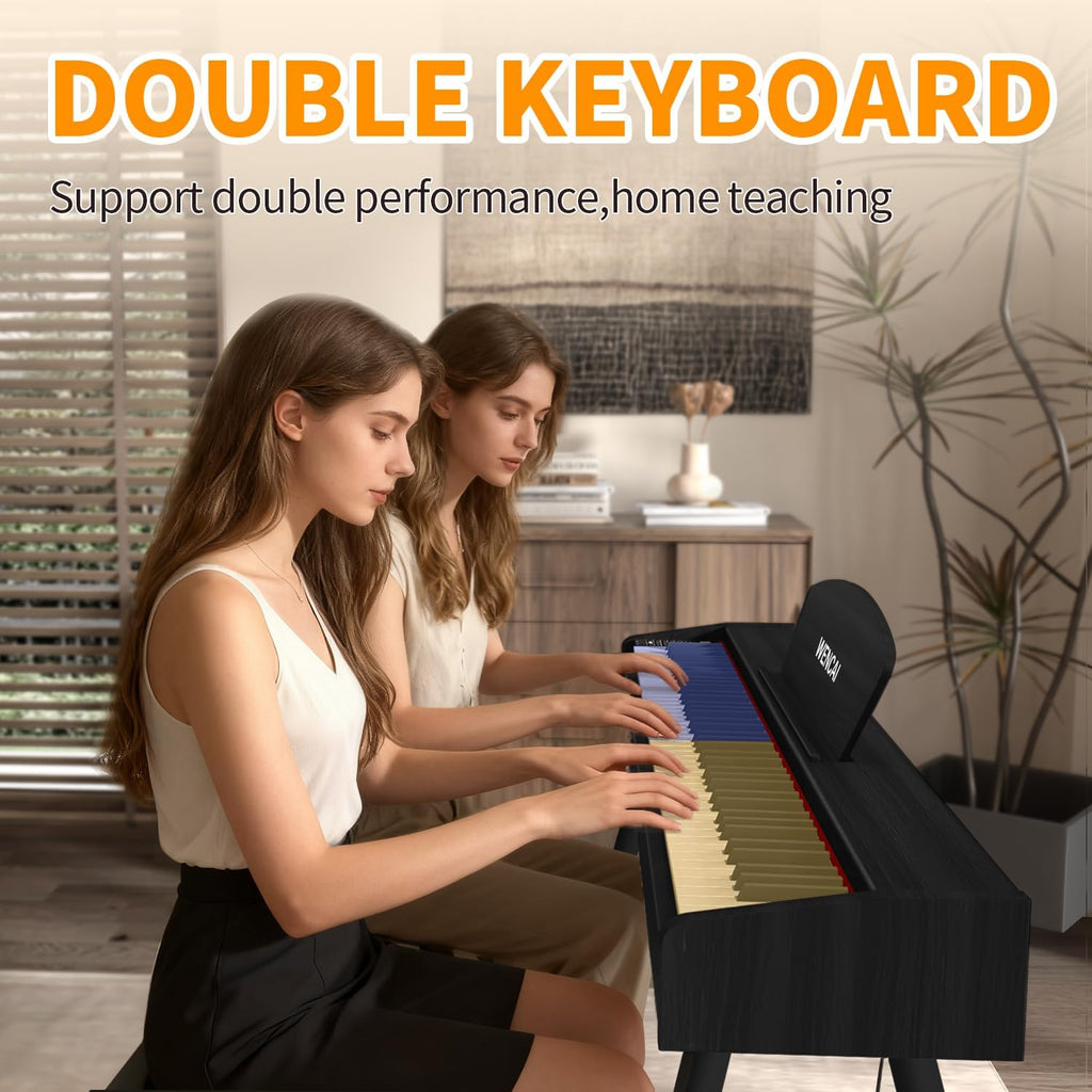WENCAI Digital Piano 88-Key Fully Weighted Keyboard - Hammer Action Electric Piano, Full-Size Wooden Pianos for Beginner Professional Adults with Sheet Music Stand Triple Pedal, Black