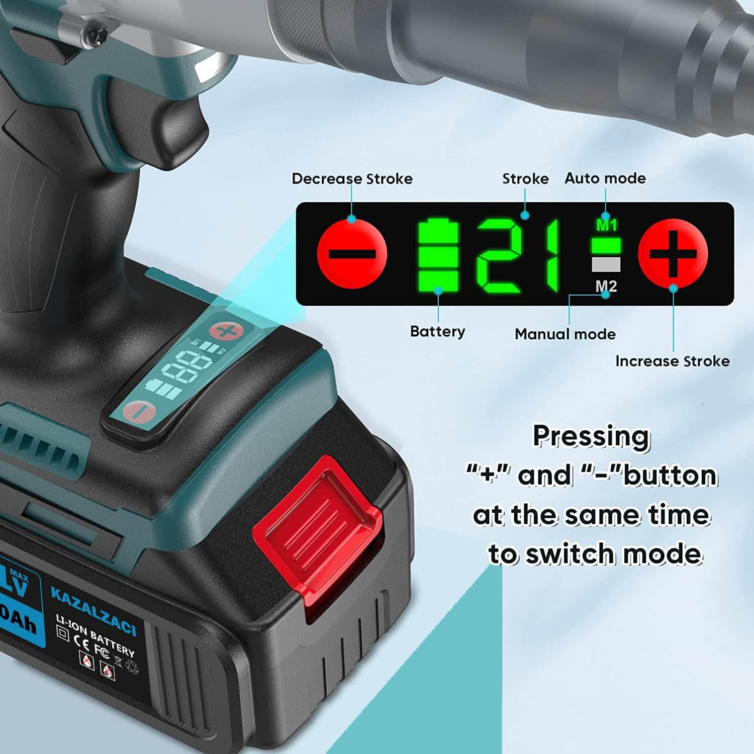 2-IN-1 Cordless Rivet/Rivet Nut Gun Electric Rivet Nut Tool For Nuts(10/24', 1/4', 5/16', 3/8'), Battery Powered Pop Rivet Gun for Rivets(1/8'', 5/32'', 3/16'), Auto/Manual, Memory Mode, 5.0Ah Battery
