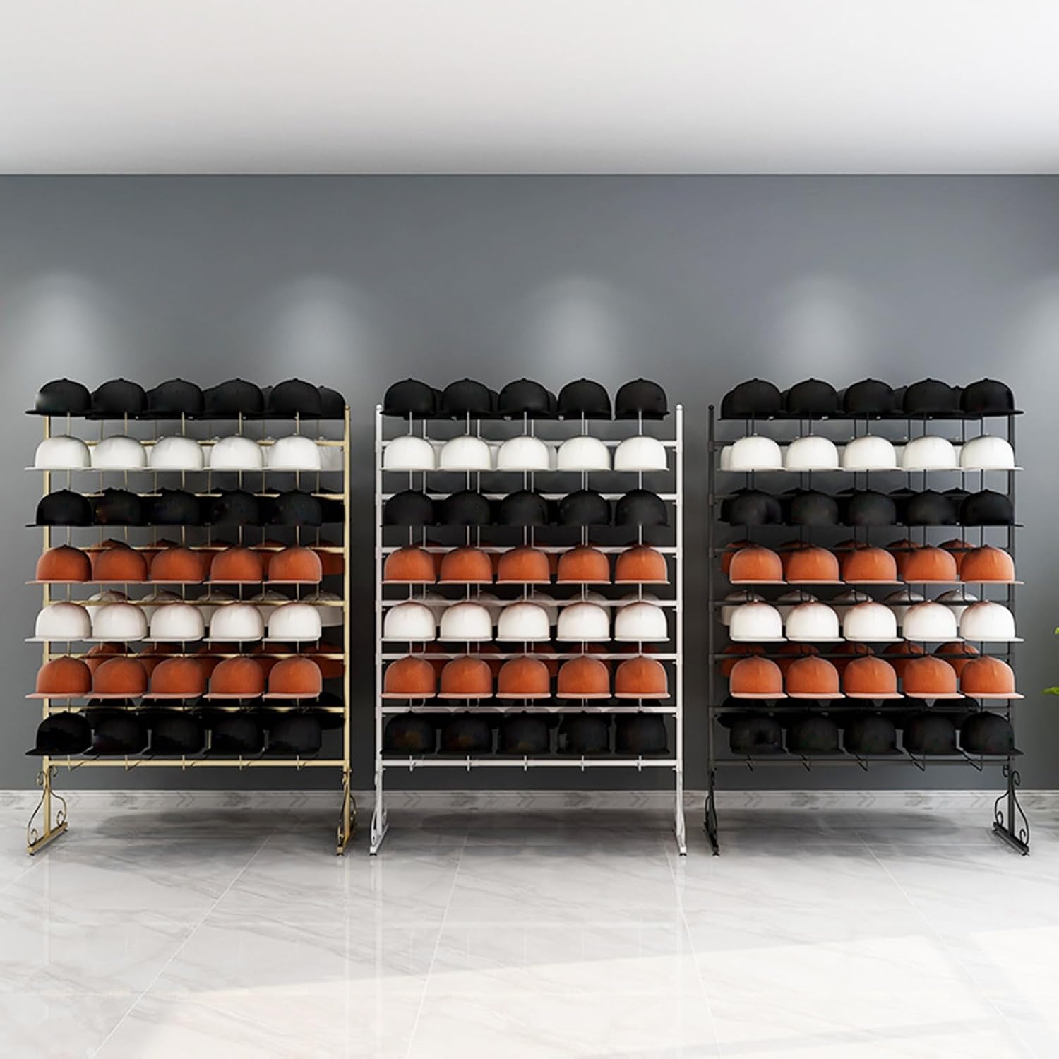 Hat Rack Display Stand Hat Organizer Rack for Baseball Caps | Metal Hat Display Stand Floor-Standing Hat Holder for Caps, Wigs & Hats