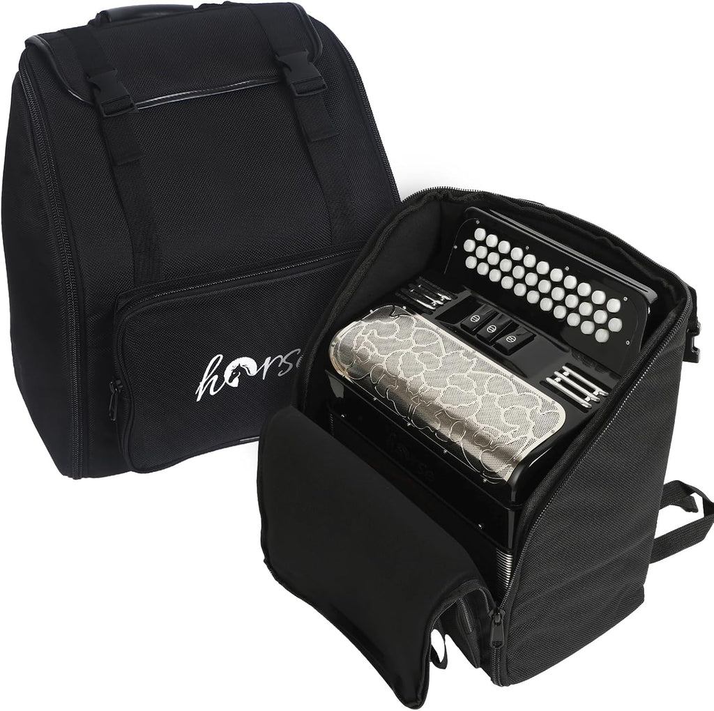 Horse Accordion, 34 Keys 12 Bass Accordion Instrument, F/B/E Tone for Adult Professional Players and Beginners, Comes with Case, Strap, Gloves,Oversleeves, and Wipe Cloth Acordeón Acordeones Adultos