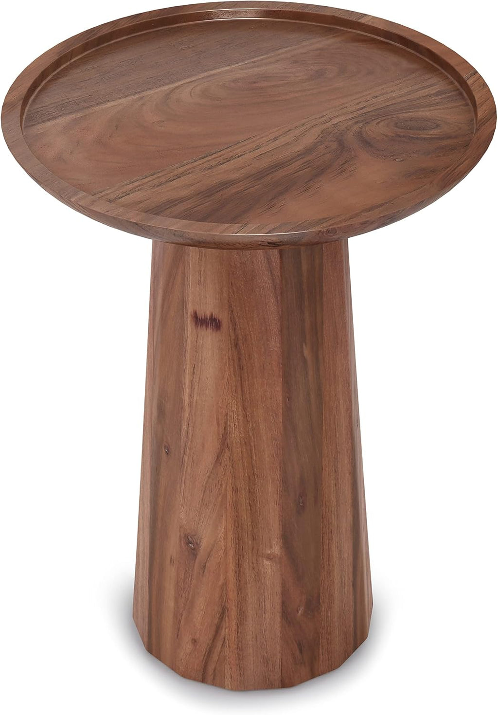 SIMPLIHOME Dayton End Table - 13 inch Wide Solid Acacia Wood Round Accent Table in Light Cognac, Handcrafted Contemporary Nightstand or Lamp Stand for Living Room with Textured Finish, Assembled