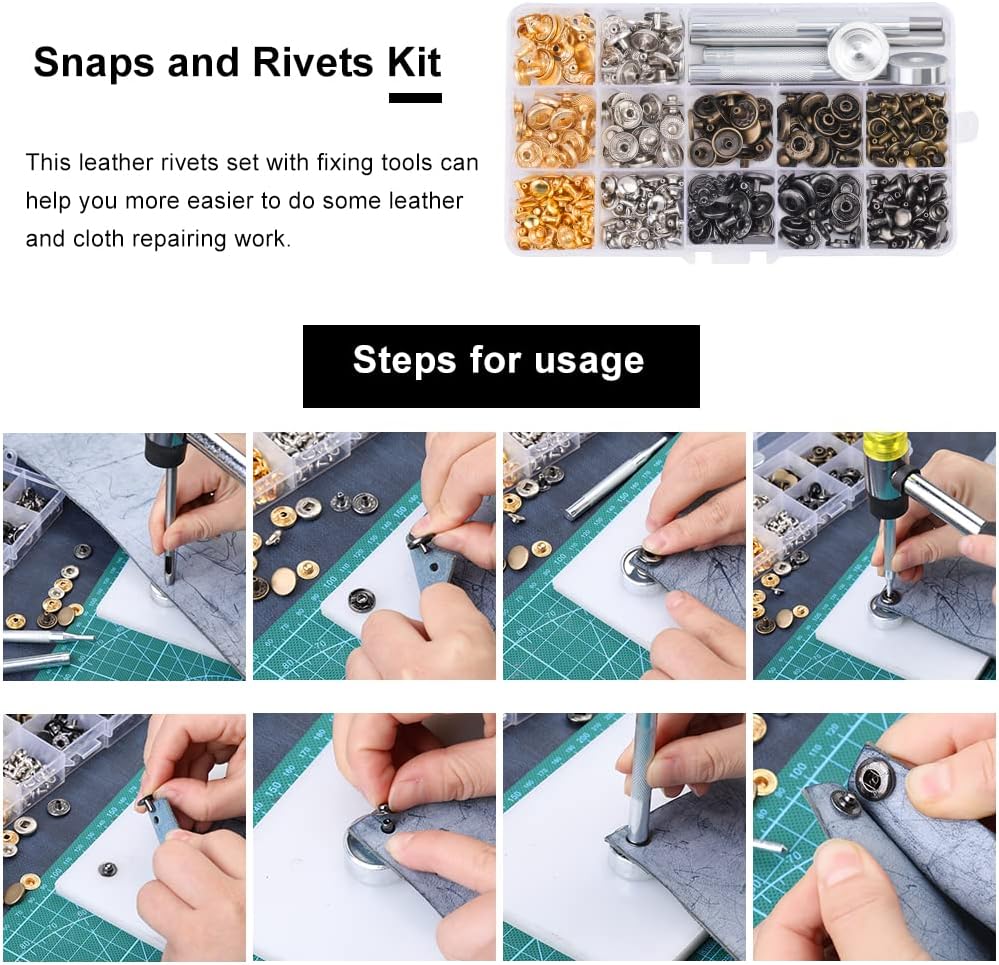 447 Pcs Leather Working Tools, Leather Working Kit for Cutting Punching Stamping Stitching with Instruction & Storage Case, for Saddle Making, DIY Projects