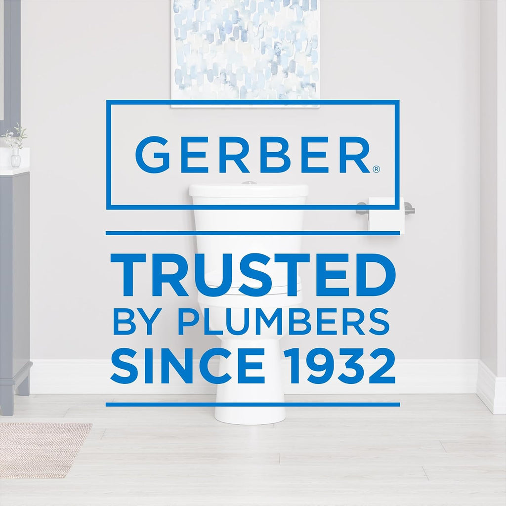 Gerber Maxwell Select Round Dual-Flush 1.0/1.28 GPF Two-Piece Toilet, ADA Chair Height, 12-in Rough-In, High Efficiency, Soft-Close Seat & Install Kit with Wax Ring, White, GRD49220E