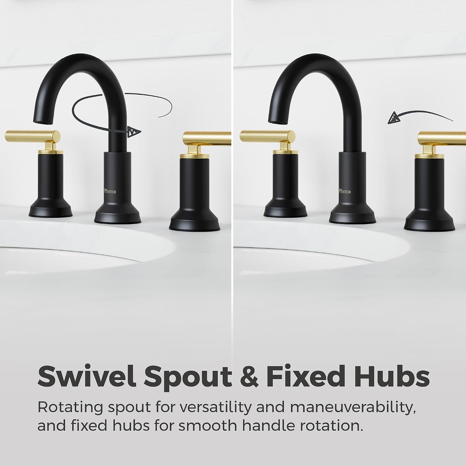 Pfister Capistrano Widespread Bathroom Sink Faucet 2-Handle 3-Hole Matte Black and Brushed Gold Finish NSF Certified with Push & Seal Drain TiteSeal Technology LF049CSOBBG