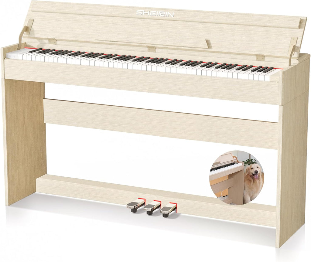 Digital Piano 88 Key Weighted,Fully Weighted Hammer Action Electric Keyboard with Stand Cover Pedal,Headphone Jack for Beginners Adults Home Practice,SR-CH80(Beige)