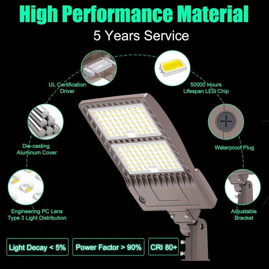 2Pack 400W LED Parking Lot Light 56,000 LM, UL Listed Industrial Parking Lot Flood Lights, Street Area IP65 5000K Waterproof 100-277VAC, Stadium Lights Outdoor LED Pole Light w/Slip Fitter