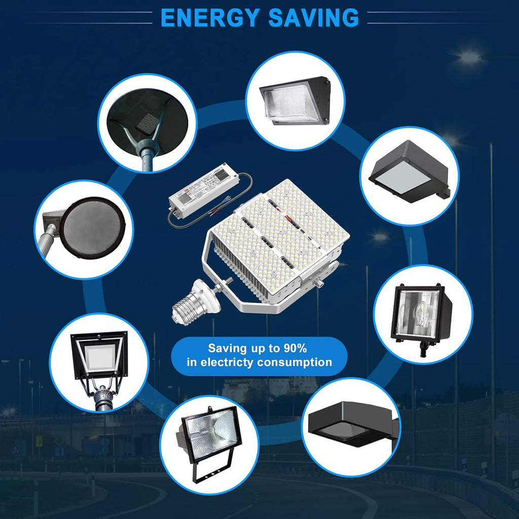 4Pcs 150W Shoebox LED Retrofit Kits (650W MH/HPS Replacement) 100-277V 5000K 21750LM E39 Mogul LED Parking Lot Retrofit Lights for Tennis Court High Bay Street Area Lighting Fixture ETL