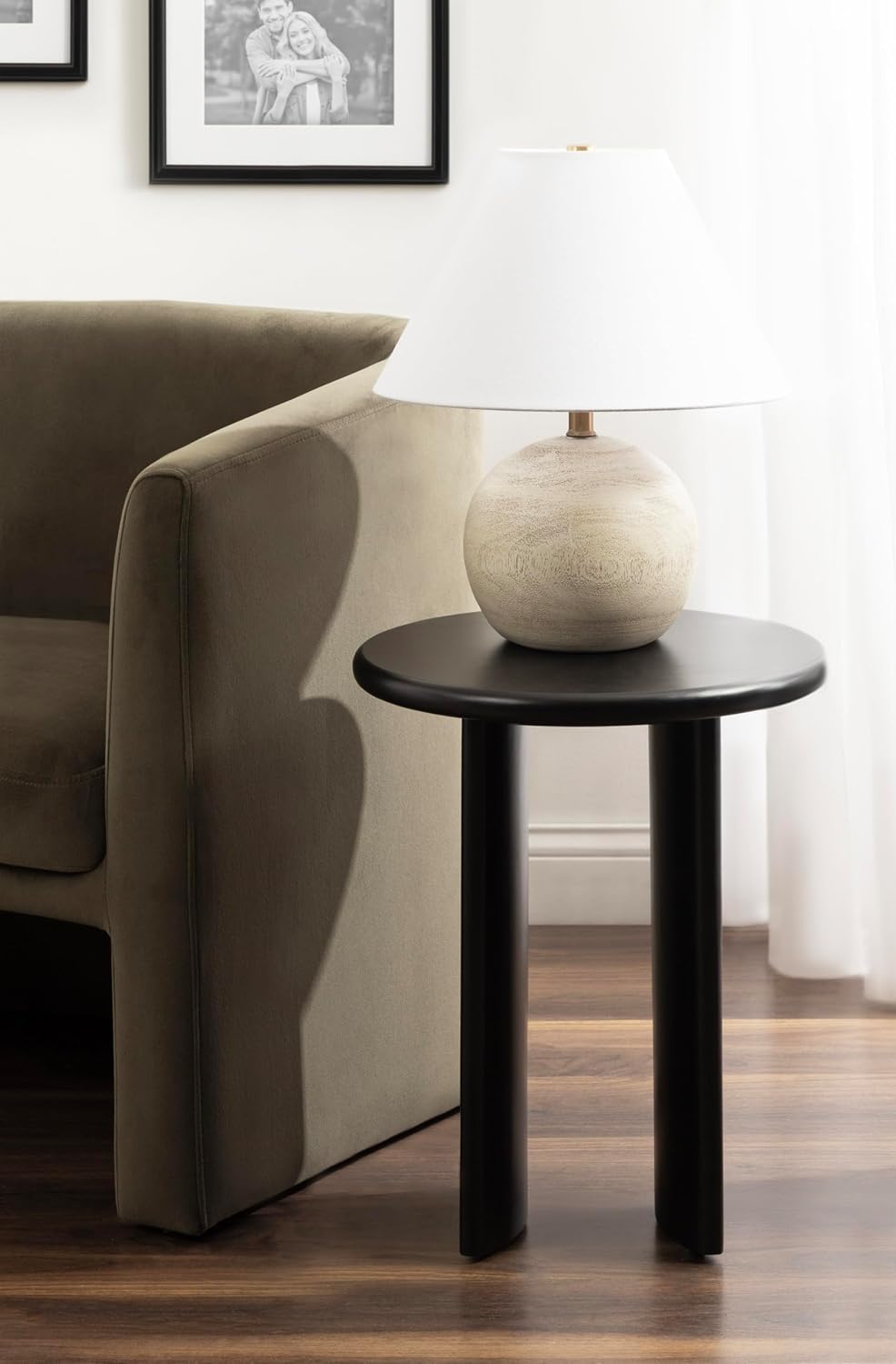 Kate and Laurel Erys Modern Wooden Round Side Table; 16 x 16 x 20; Black; Transitional Wood End Table for Use as Bedroom Nightstand or Living Room Accent Table