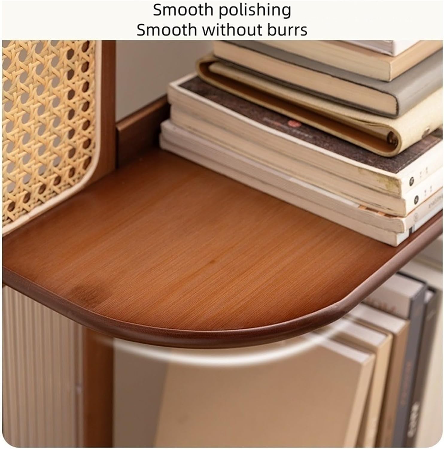 4 Layers Storage Rack Freestanding Corner Display Stand with Adjustable Foot Pad Open Display Rack Rattan Bookshelf Corner Shelf for Living Room Decor,Living Room