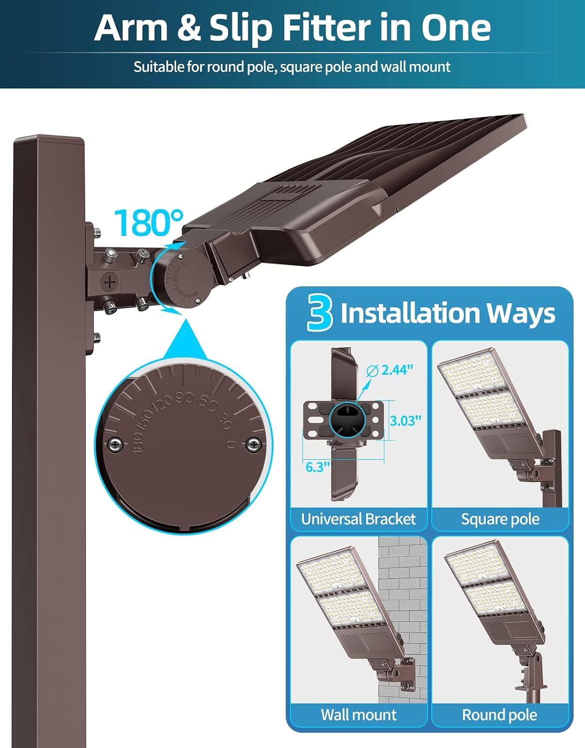 ADUB 6PCS LED Parking Lot Light 350W 280W 210W,LED Shoebox Light 5700K 5000K 4500K Arm&Slip Fit Mount,ETL Listed Outdoor Pole Light with Photocell,IP65 Commercial Street Area Flood Lighting