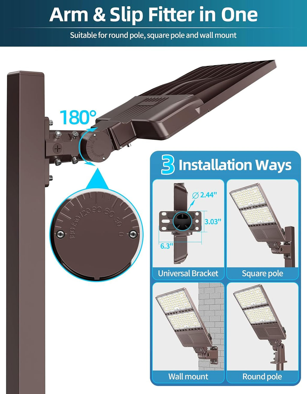 ADUB 12PCS LED Parking Lot Light 350W 280W 210W,LED Shoebox Light 5700K 5000K 4500K Arm&Slip Fit Mount,ETL Listed Outdoor Pole Light with Photocell,IP65 Commercial Street Area Flood Lighting