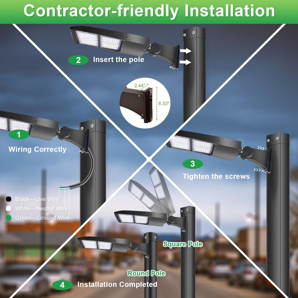 300W LED Parking Lot Light, 42000LM(140lm/w) LED Shoebox Area Light, 5000K Dimmable Commercial Outdoor Street Lighting(1000W HID/HPS Equivalent) with Direct Arm Mount IP65 100-277VAC