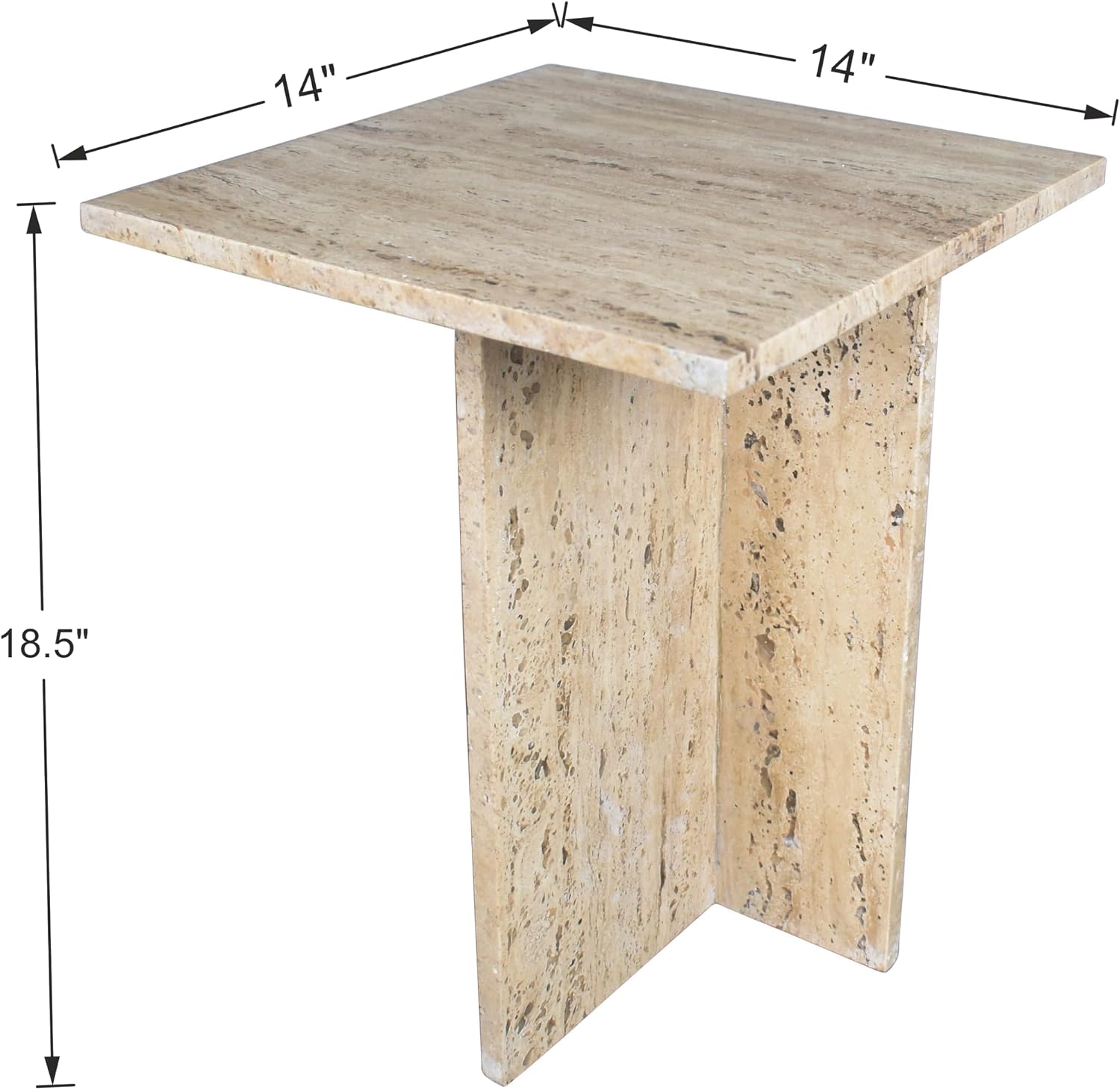 JONATHAN Y MTB1104B Cecil 18.5' Contemporary Natural Marble Handmade T-Shaped End Table, Side Table for Living Room, Bedroom, Bathroom, Travertine