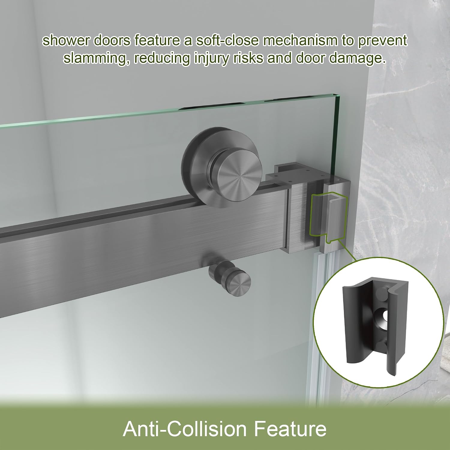 44-49' W x 76' H Frameless Shower Door with 3/8'(10mm) SCCG Tempered Glass,304 Stainless Hardware Double Sliding Shower Door for Bathroom, Includes Dual Finger Pulls(Gunmetal)