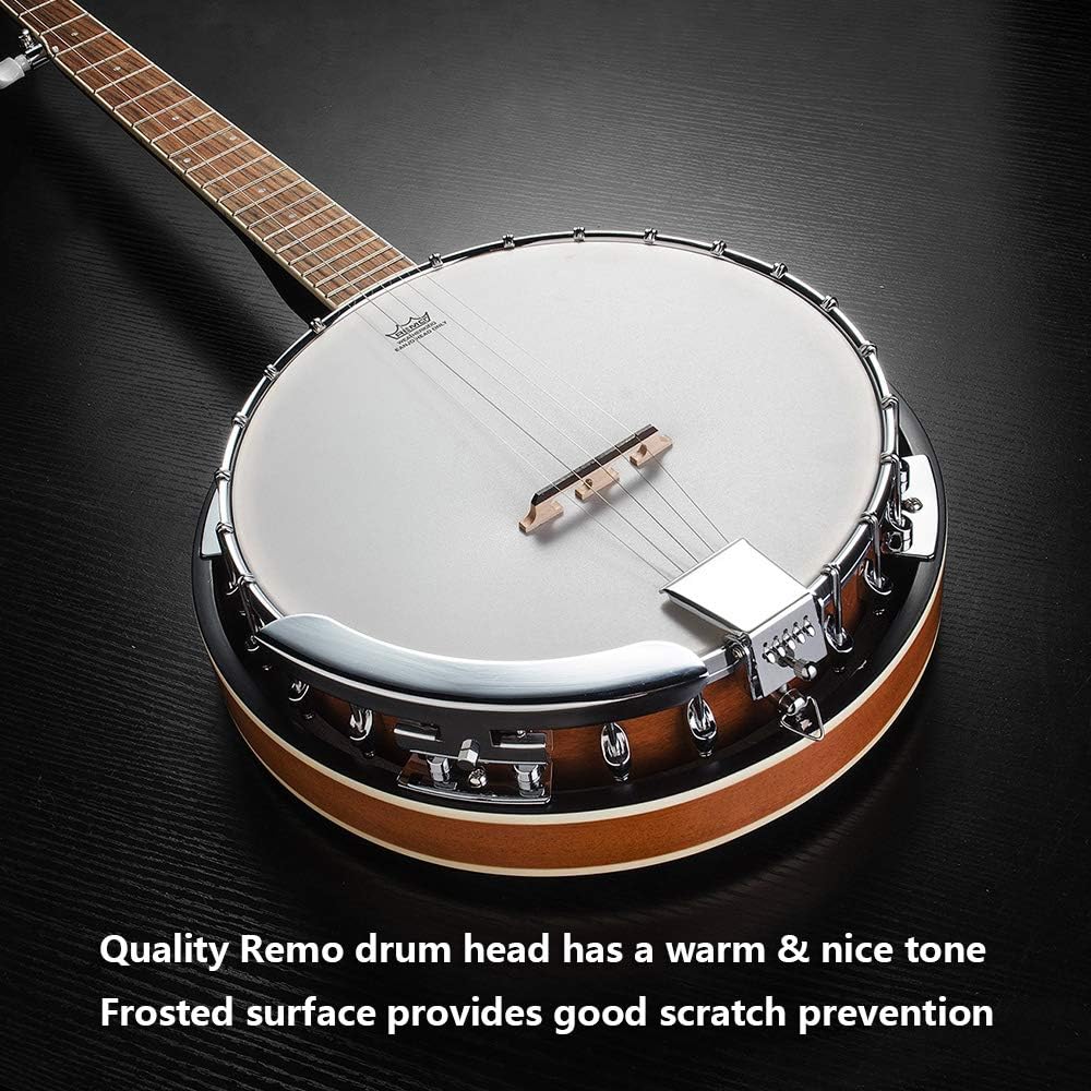 Vangoa Banjo 5 String Full Size Banjos Set with Resonator, Remo Head, Beginner Banjo Kit with Closed Back, Premium Accessories for Adults, Teenager