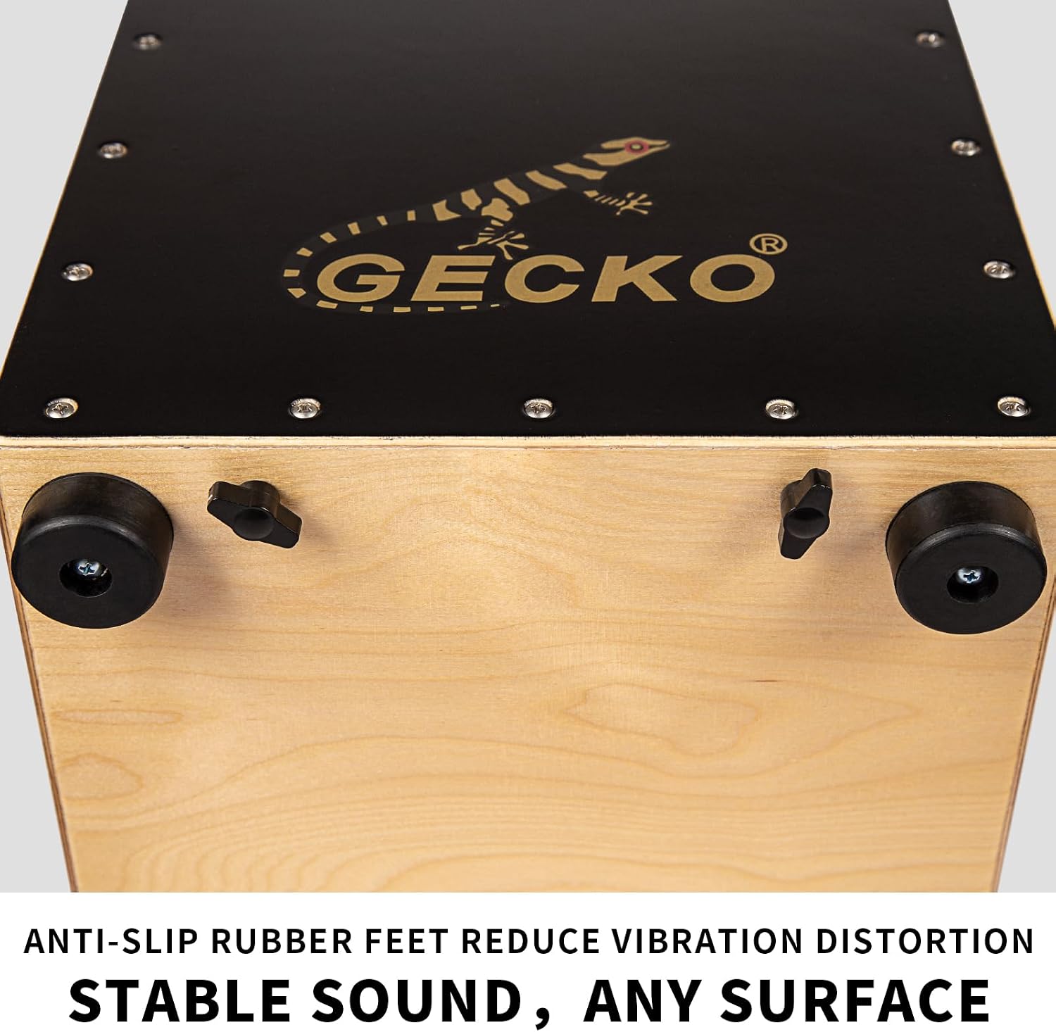 GECKO Cajon BOX Drum-Wooden Percussion Box musical instrument bass drum box acoustic box drum beat box with Internal Adjustable Guitar Strings cajon drum set package