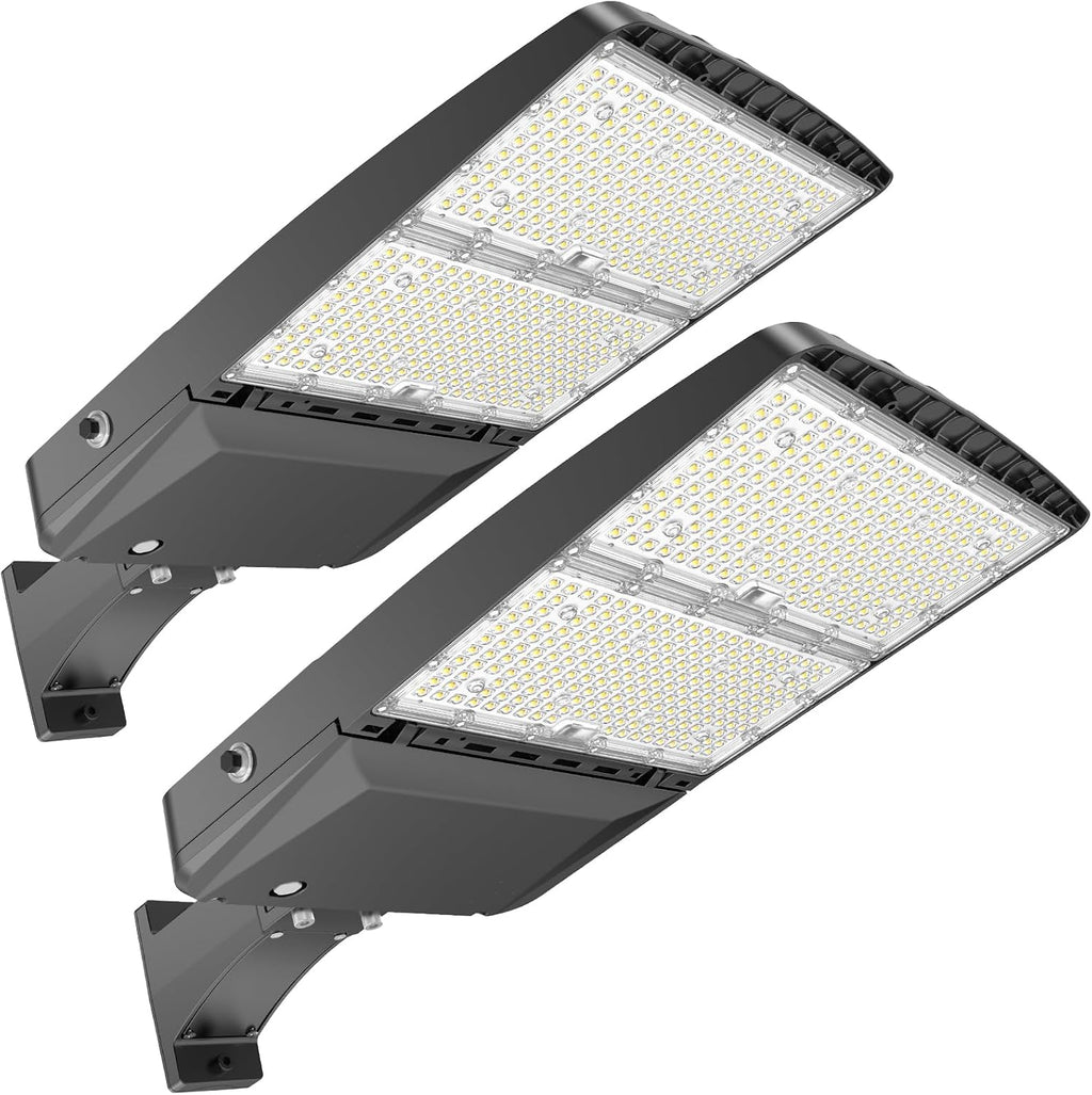 HYPERLITE Parking Lot Lights 300W: 2Packs 45000LM 5000K LED Parking Lot Lights Outdoor with Photocell-UL Listed Commercial Street Area Light LED Pole Light for Roadways Yards Court Barn