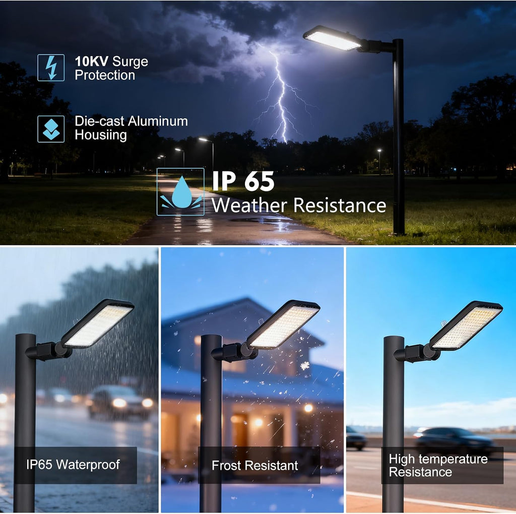 Lightdot 2Pack 320W LED Parking Lot Light 80000lm 5000K LED Pole Lights Outdoor with Slipfitter Mount, Dusk to Dawn Outdoor Parking Lot Lighting For Yard/Roadways (Coverage: 66~88Ft at Height:30~50Ft)