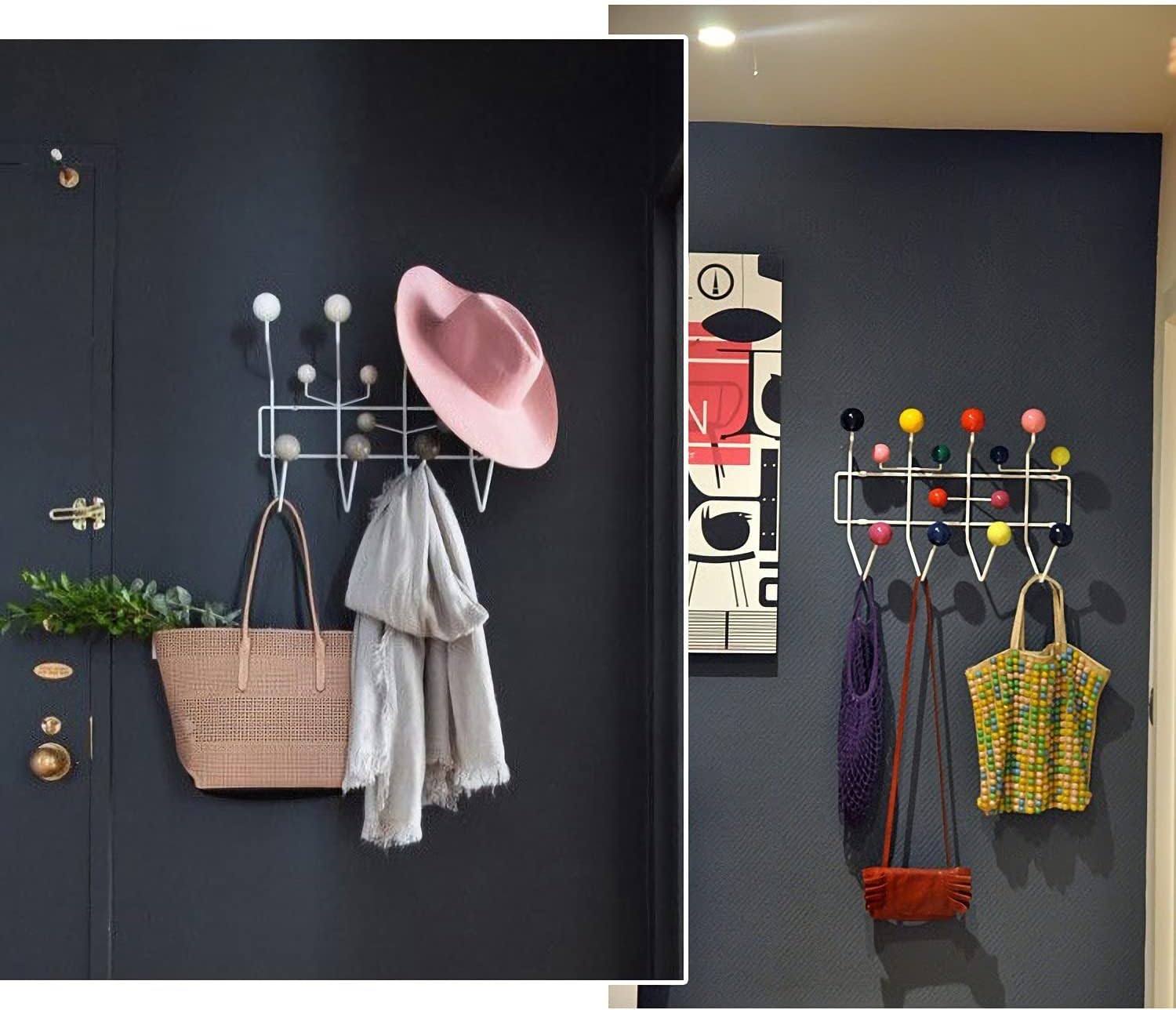 SHISEDECO Classic Hang it All Coat Rack, Mid Century Modern Wall Mounted Hooks with Painted Solid Wooden Balls, Decorative Creative Fashion Wood Hanger for Home, Bedroom (White)