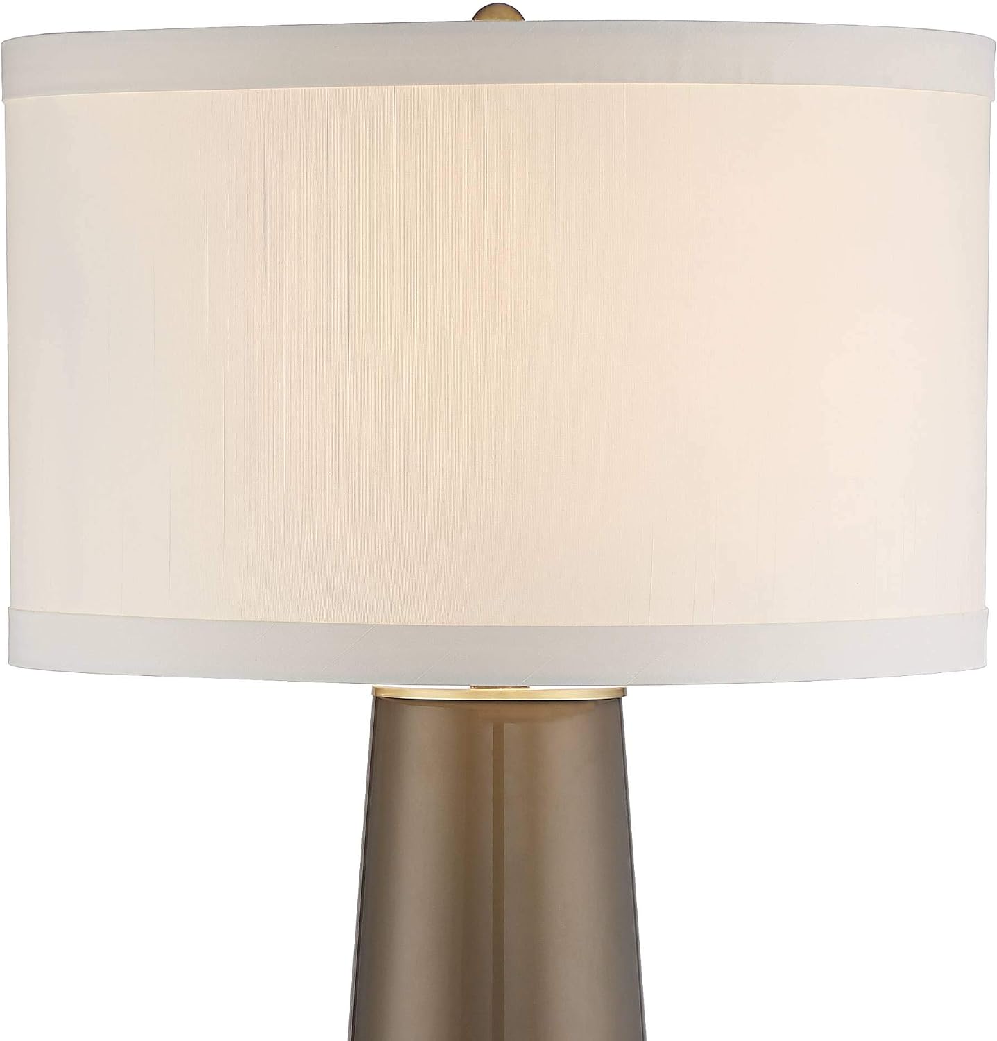 Possini Euro Design Karen 36' Tall Large Mid Century Modern End Table Lamps Set of 2 Dark Gold Glass Living Room Bedroom Bedside Nightstand House Office Home Reading Kitchen Fabric Off-White Shade
