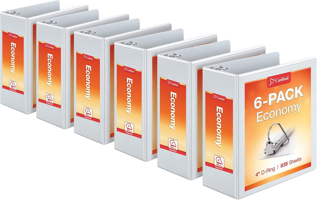 Cardinal Economy Binders Bundle - 4' Slant-D Rings Holds 835 Sheets Case of 6 & 1.5' Round Rings Holds 350 Sheets Carton of 12