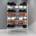 Metal Floor Standing Hat Display Rack with Adjustable Height, Large Capacity Baseball Cap & Wig Organizer 4 Smooth Swivel Casters(White)