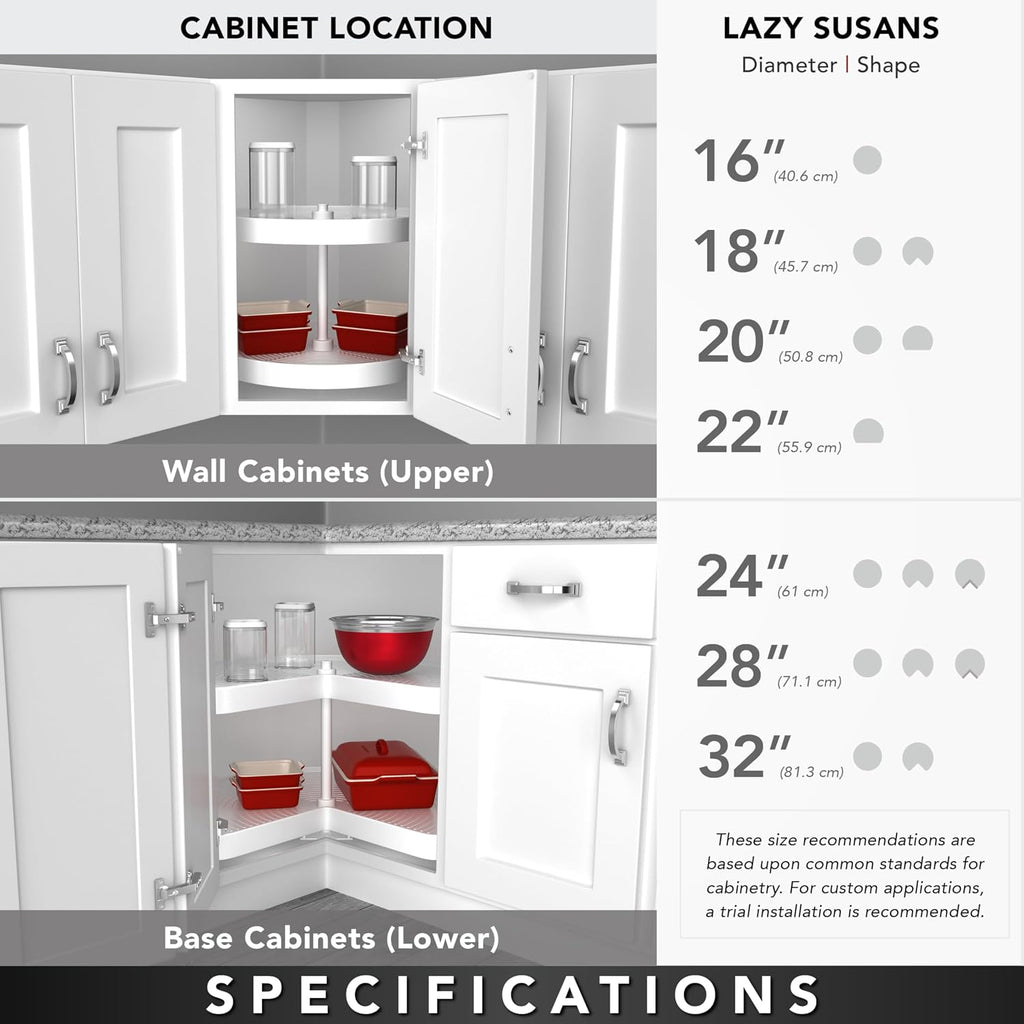 REV-A-SHELF Polymer D-Shaped 3-Shelf Lazy Susans for 38' H Corner Wall Cabinets
