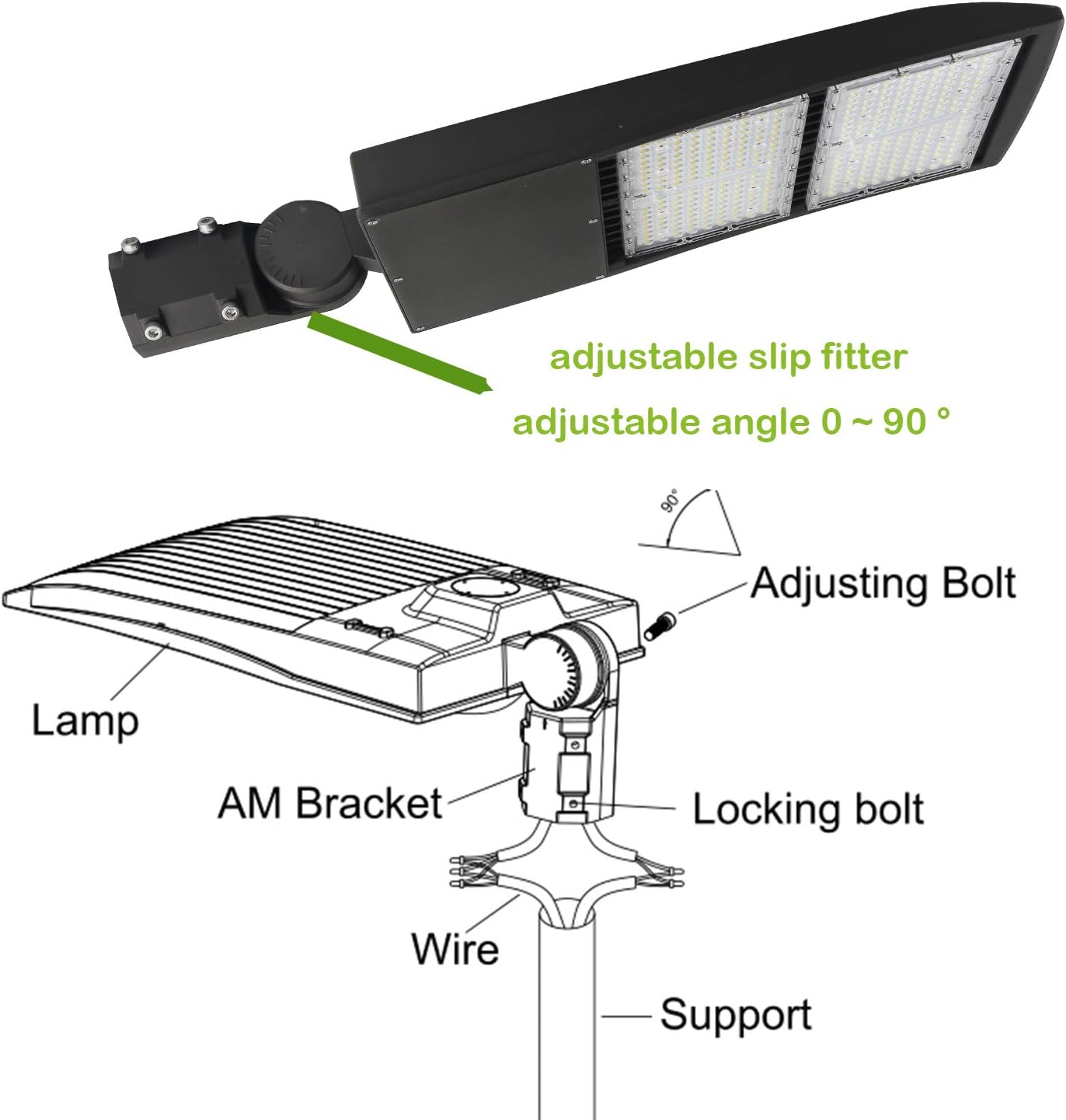 300W LED Parking Lot Light, 42,000 Lumens Shoebox Area Light 5000K, Slip Fitter Mount, Surge Protection, Replaces 1000W MH/HPS, 100-277V, UL Listed